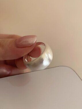 Silver Dome Ring Chunky Statement Ring Size 7.5 Minimalist Bold Fashion Jewelry